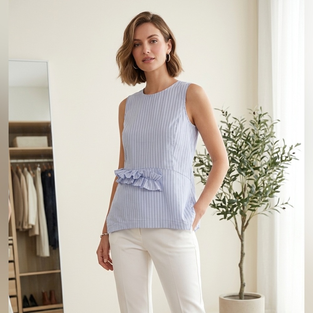 Striped Blue Sleeveless Top